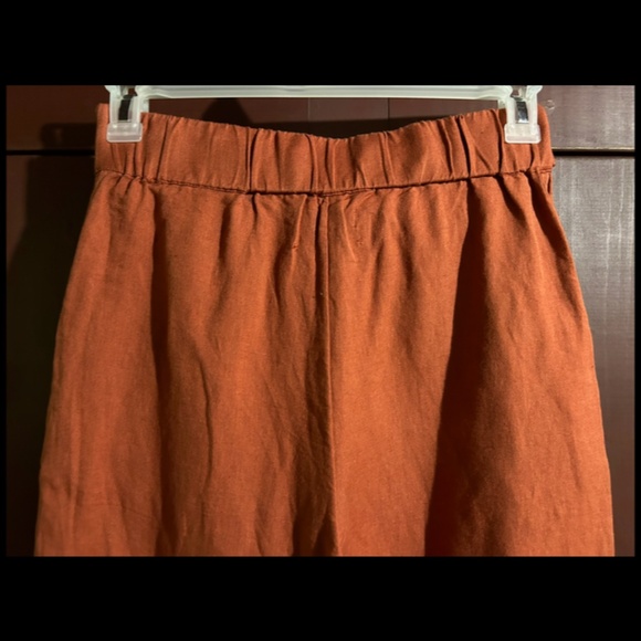 NWOT Urban Outfitters Linen Tie Front Wide Leg Cropped Pants Rust Orange Size M - Picture 10 of 15